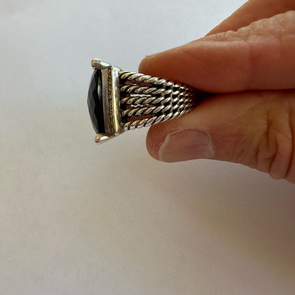 David Yurman Authentic Black Onyx Pave Diamond Wheaton Ring 20x15 Extra Large - Picture 6 of 8